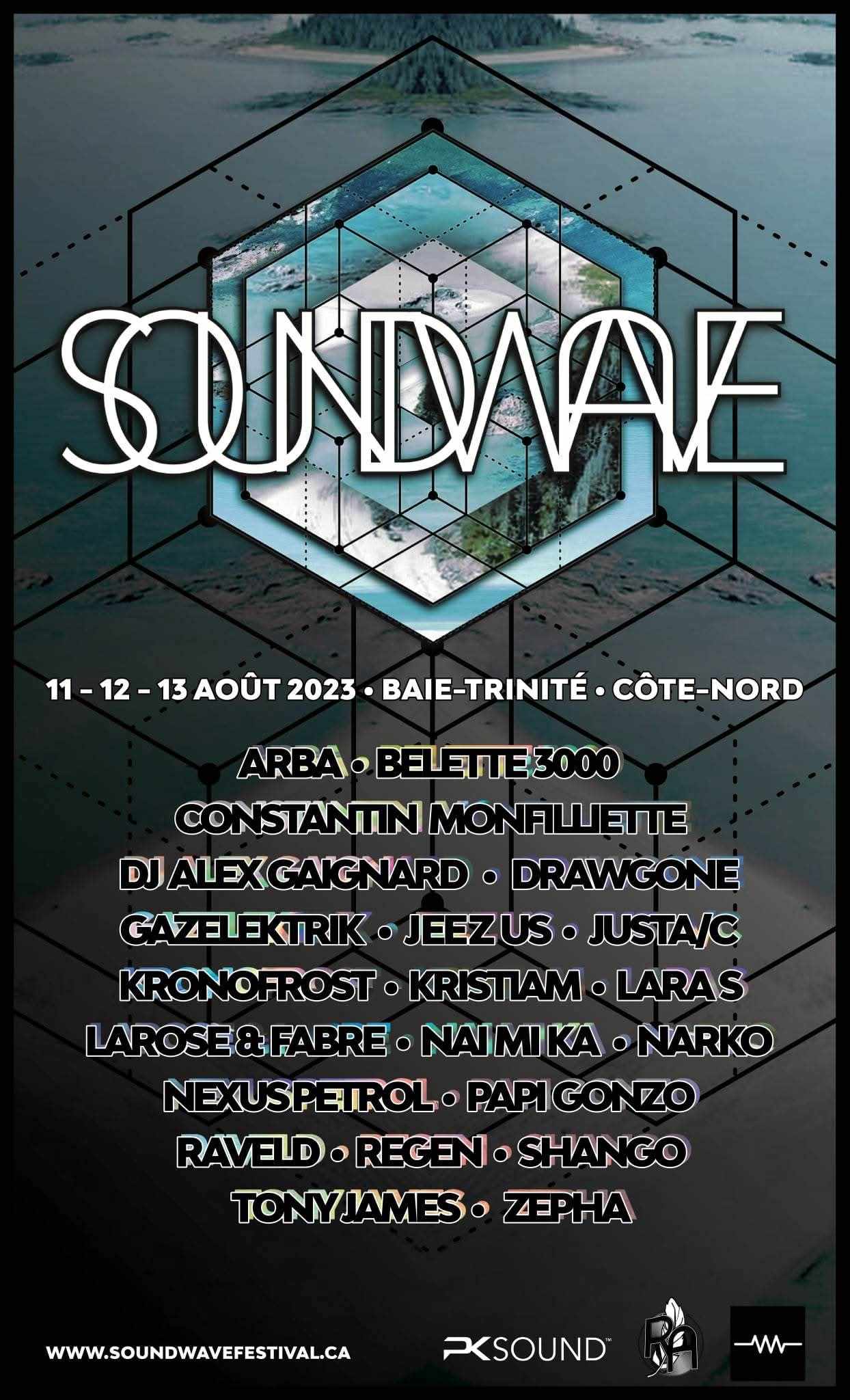 Affiche Soundwave 2023 - 11-12-13 Août Baie-Trinité